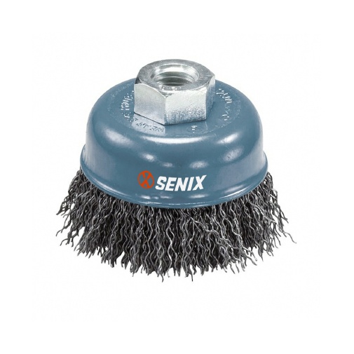 Crimped cup brush steel wire